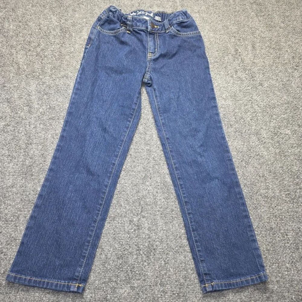Straight Leg Jeans Dark Wash Denim Size 7 Adjustable Waist